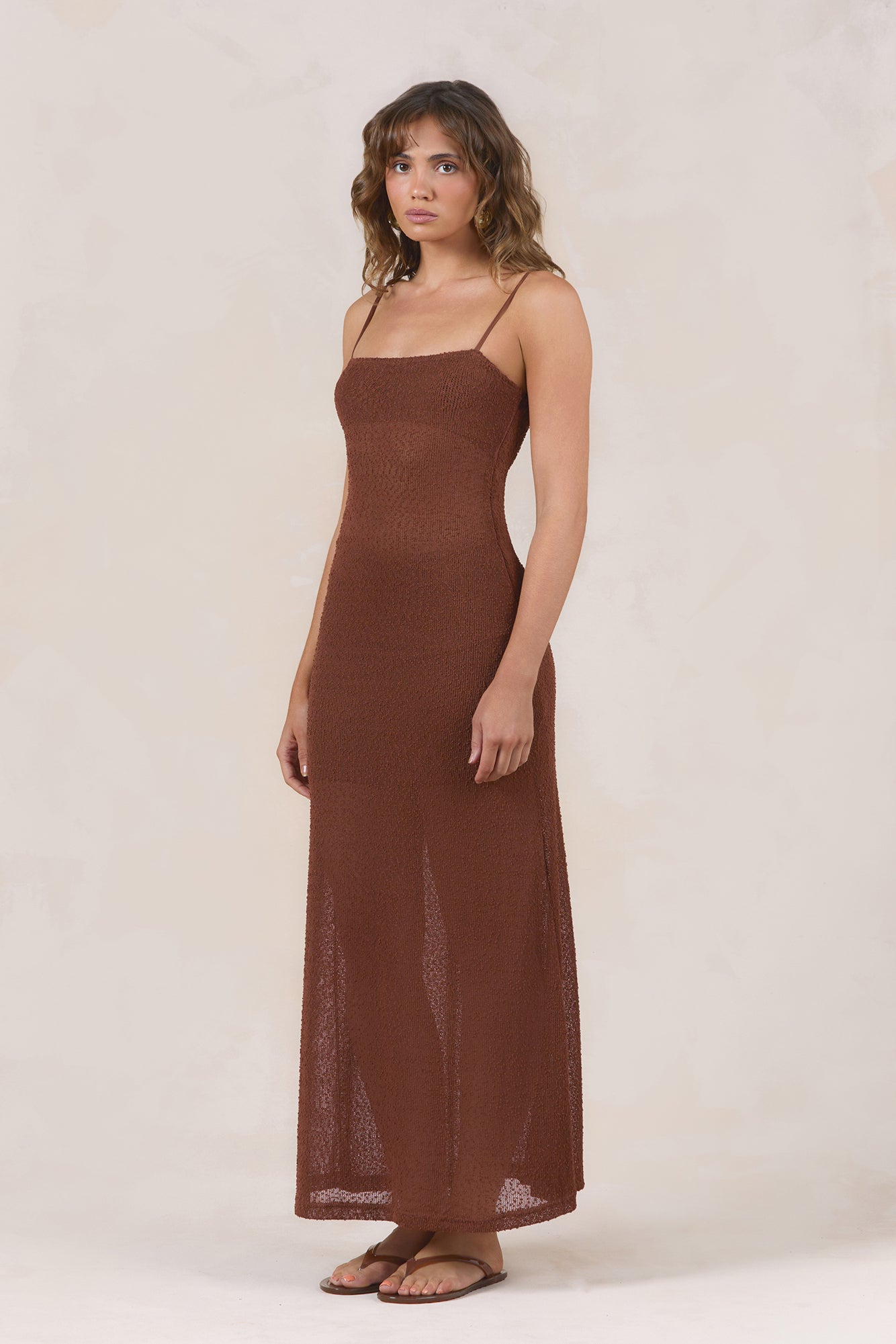 Sunset Coast Knit Maxi Dress Chocolate
