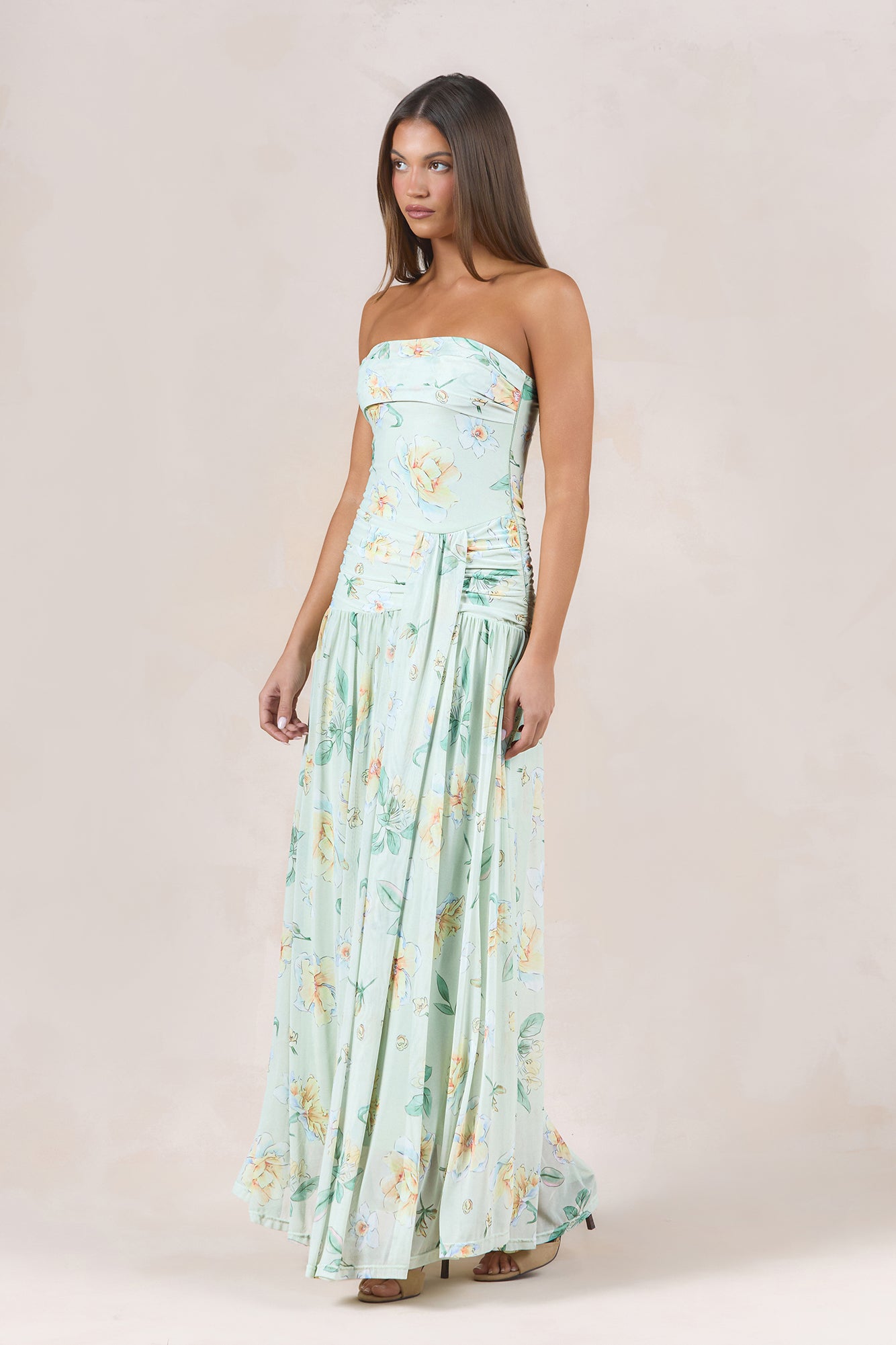 Sunlit Garden Strapless Maxi Dress Yellow