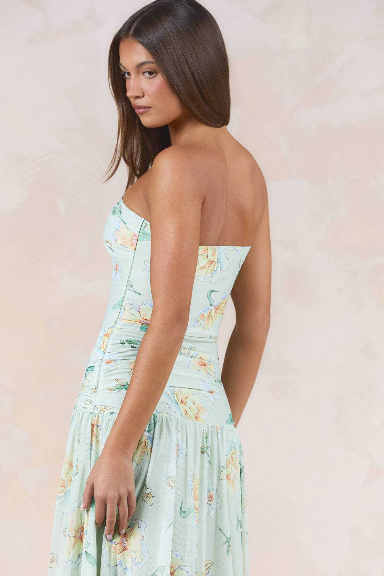 Sunlit Garden Strapless Maxi Dress Yellow