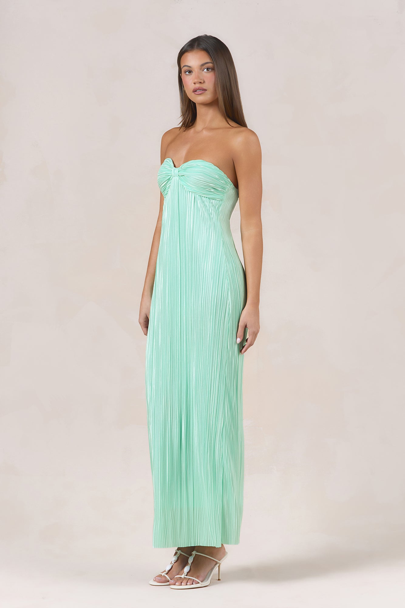 Island Solitude Plisse Strapless Maxi Dress Aqua