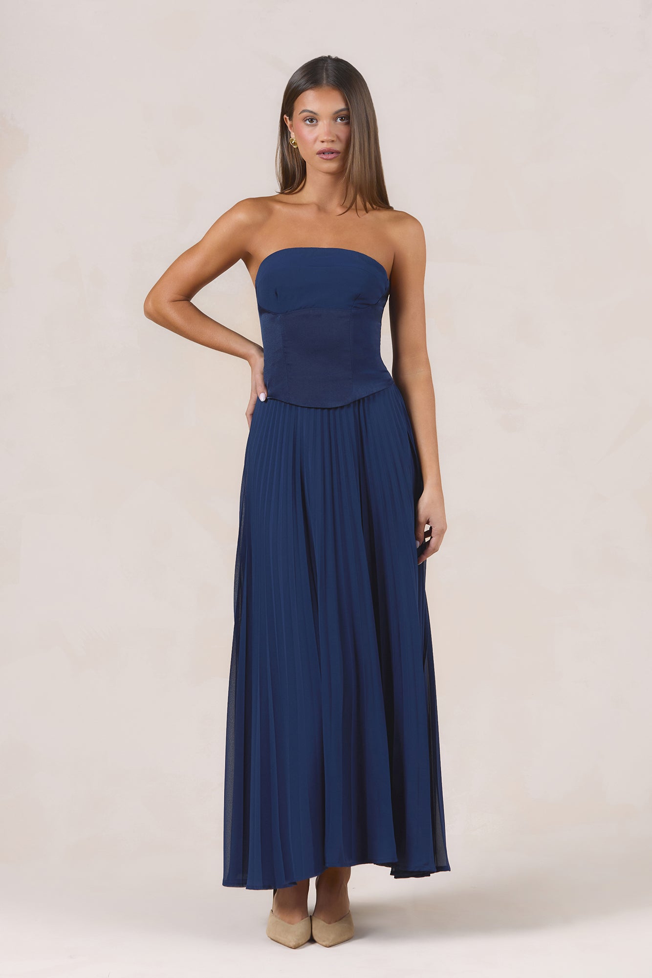 Starlight Symphony Strapless Maxi Dress Navy