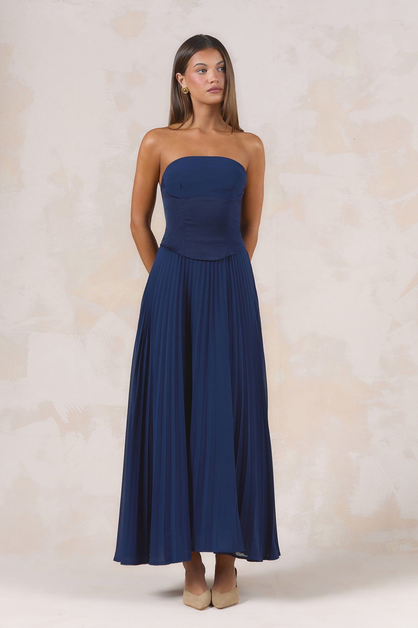 Starlight Symphony Strapless Maxi Dress Navy