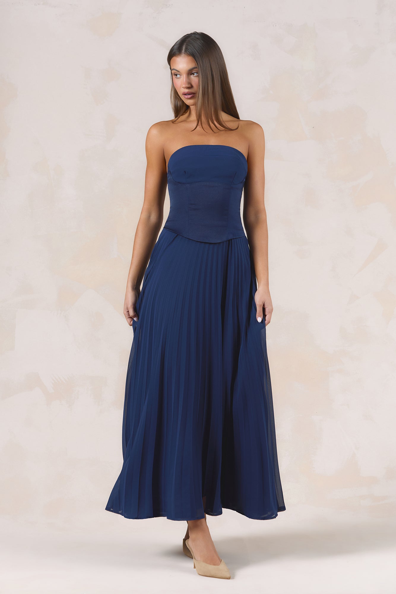 Starlight Symphony Strapless Maxi Dress Navy
