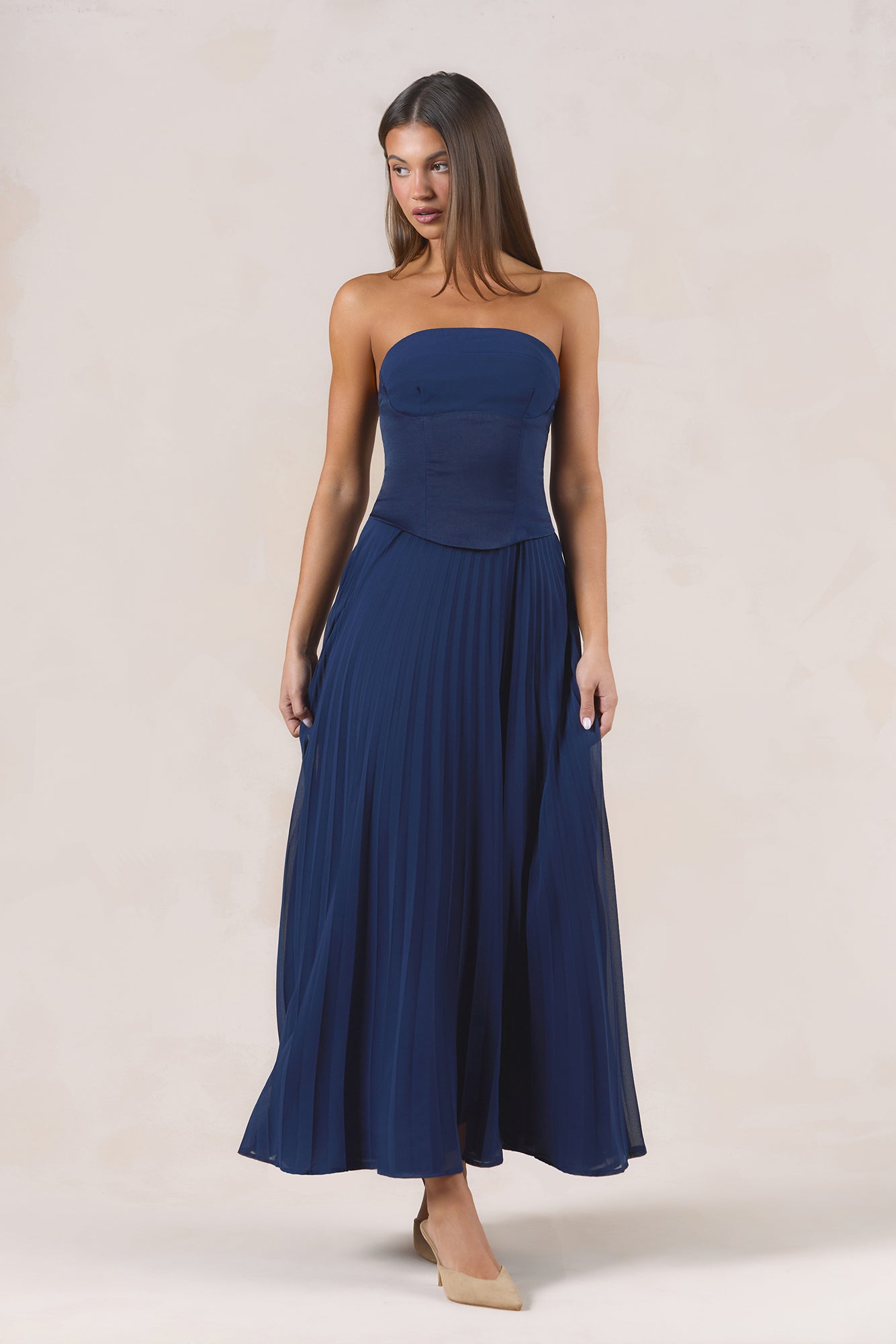 Starlight Symphony Strapless Maxi Dress Navy