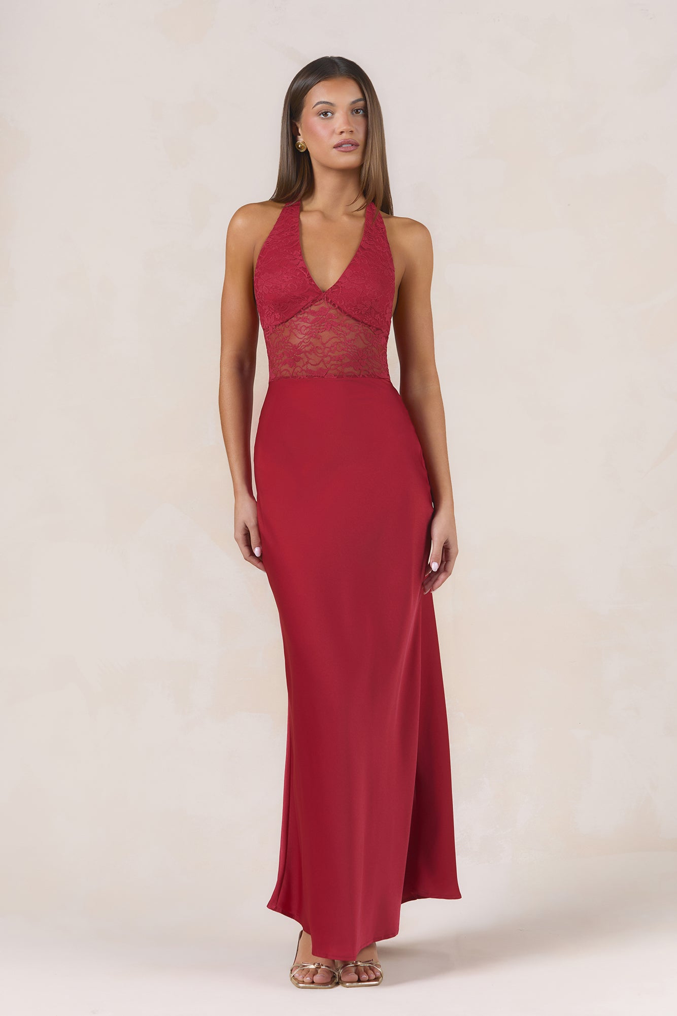 Fated Romance Lace Maxi Dress Red