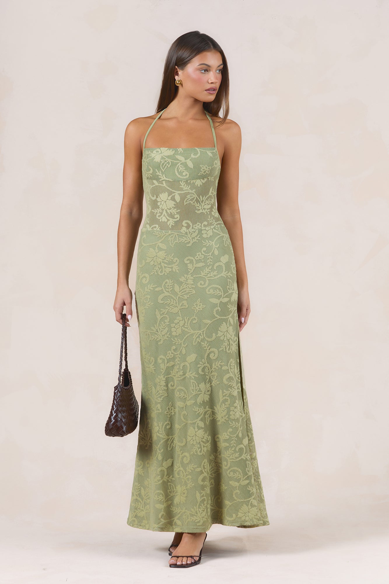 Doll Archive Halter Maxi Dress Sage