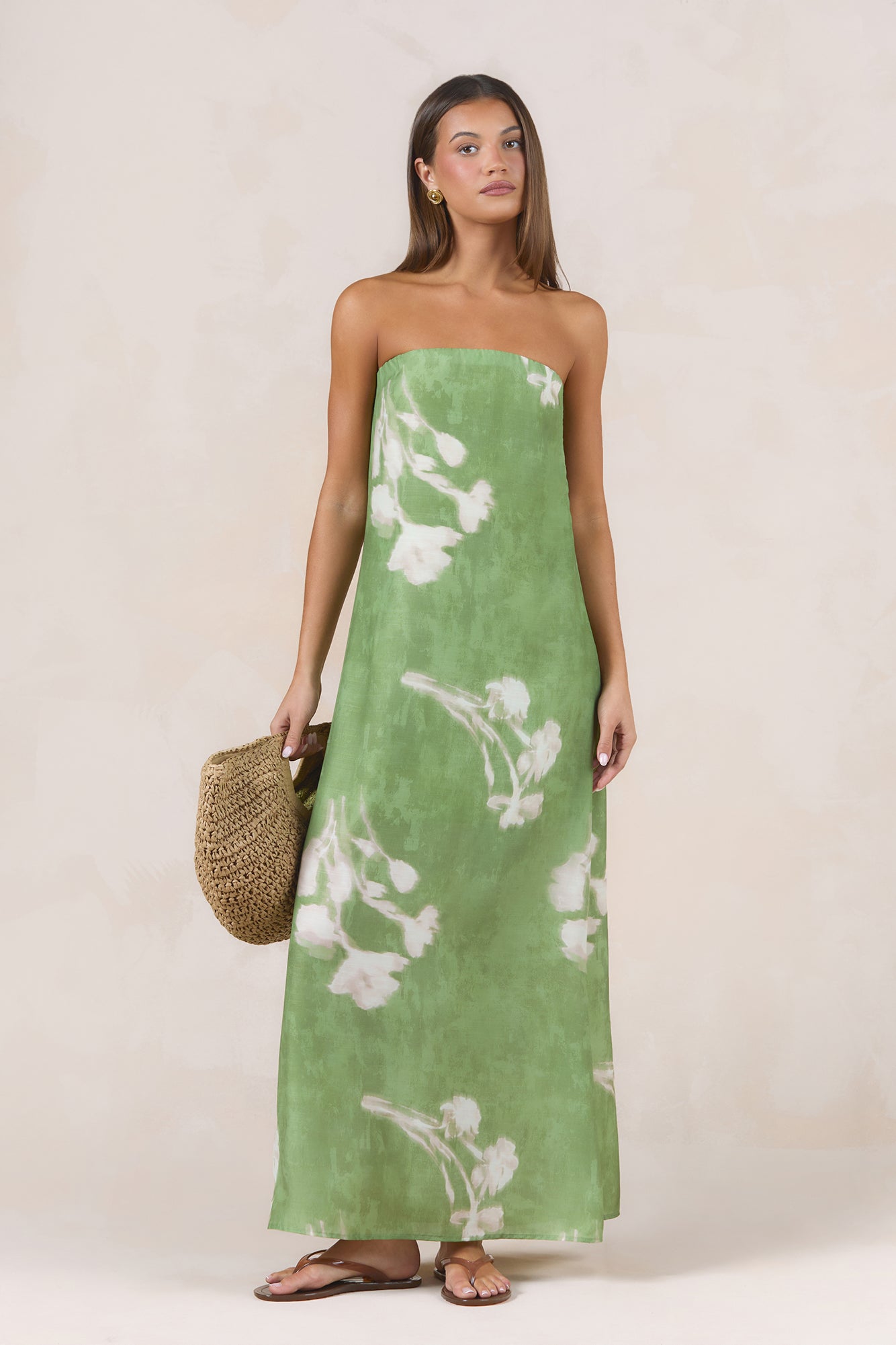 Delicate Flora Maxi Dress Green