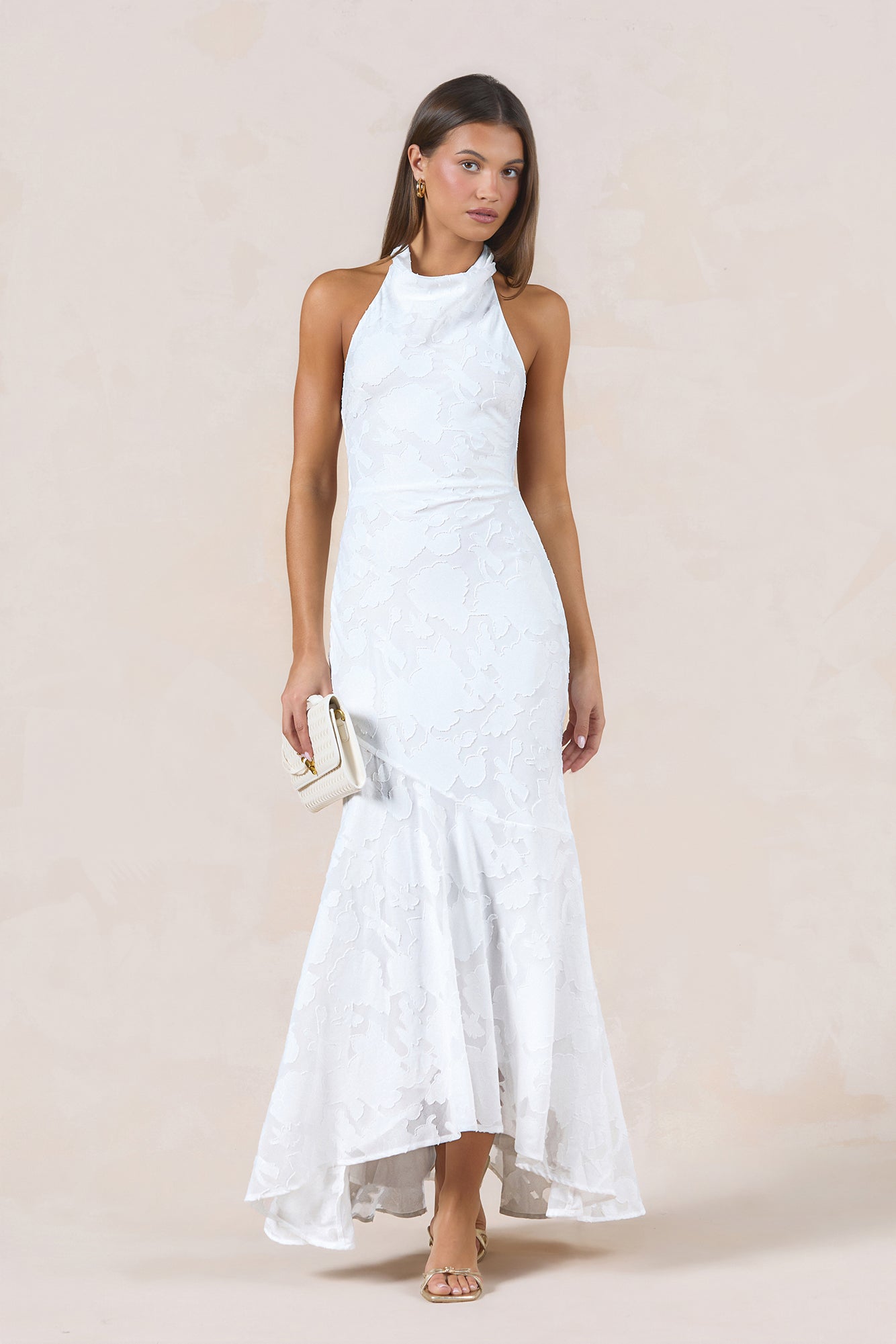 Letters Of Love Halter Maxi Dress White