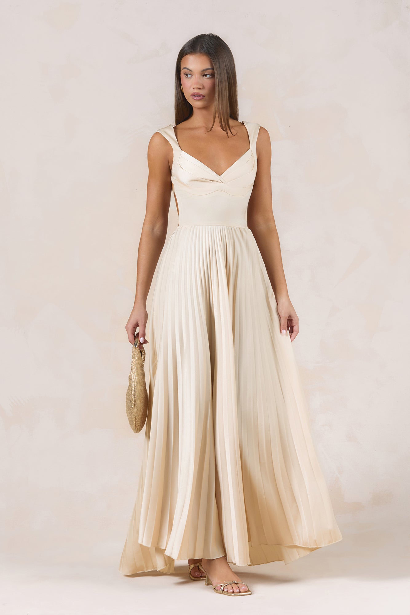 Song Of The Sky Plisse Maxi Dress Champagne