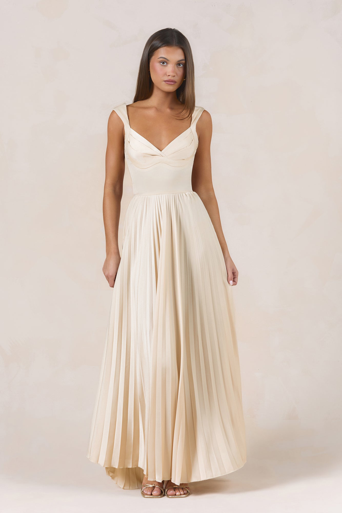 Song Of The Sky Plisse Maxi Dress Champagne