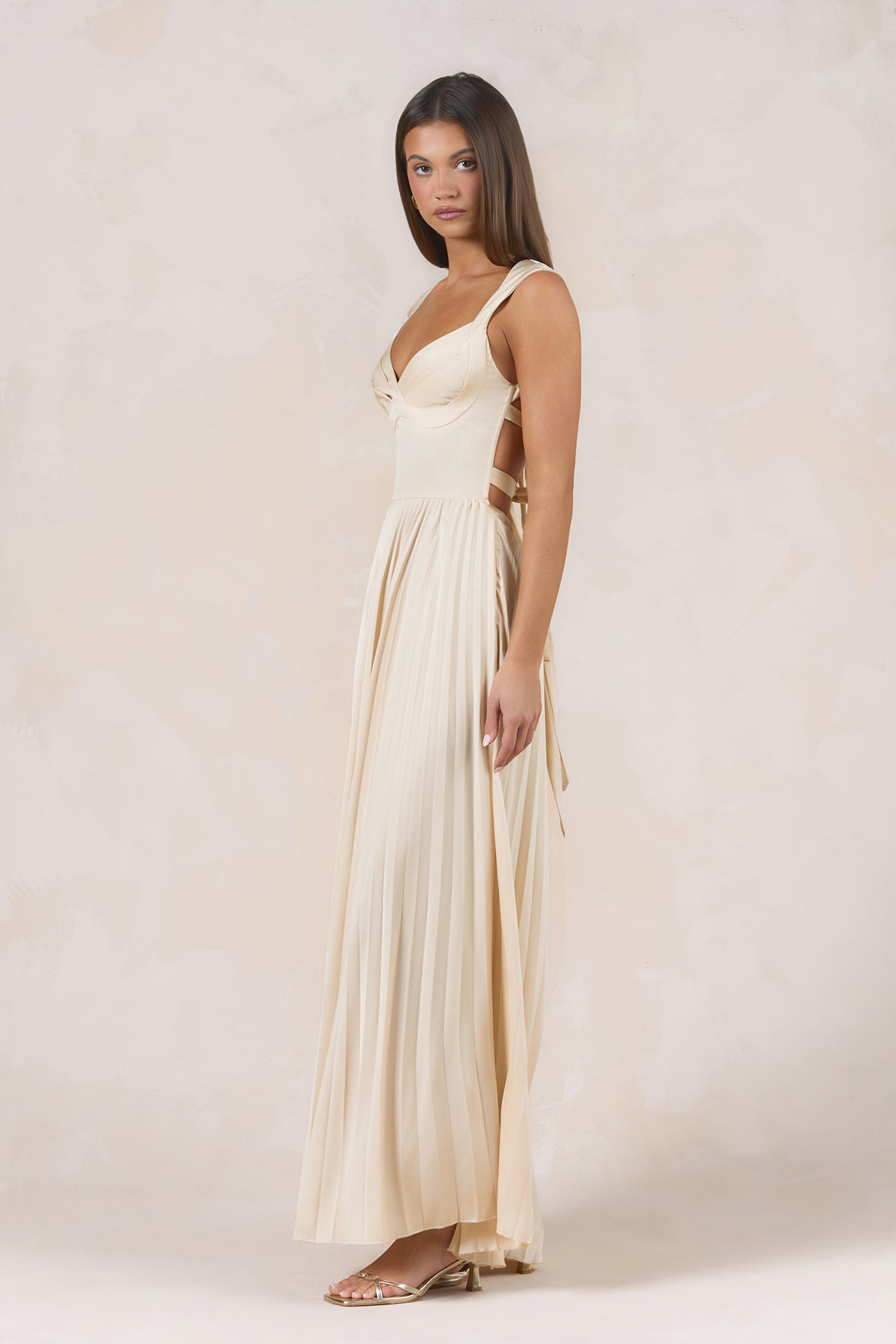 Song Of The Sky Plisse Maxi Dress Champagne