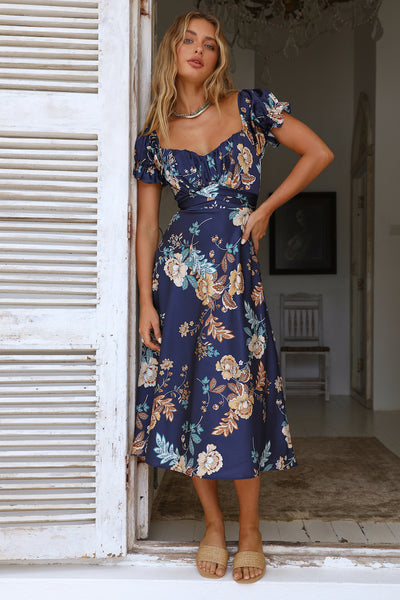 Gone to Paradise Midi Dress Navy