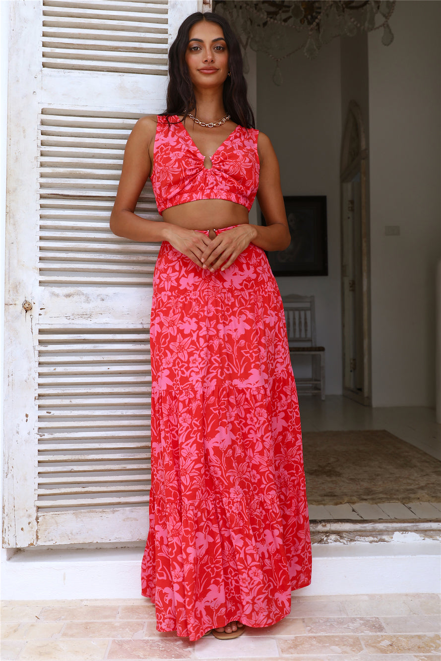 CHARLIE HOLIDAY Cheyenne Maxi Skirt Tropical Floral Fortunate One