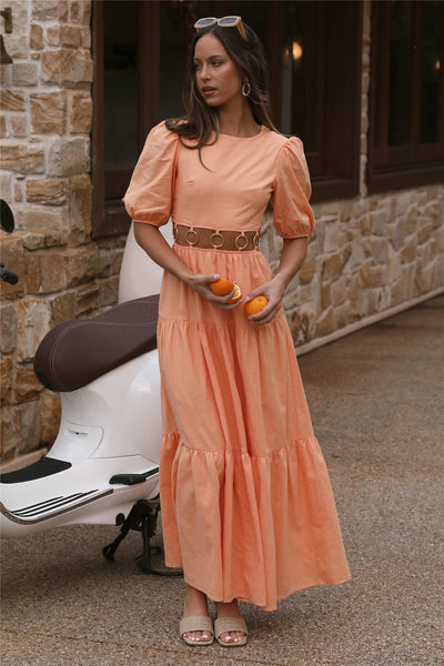 CHARLIE HOLIDAY Andrea Maxi Dress Apricot Orange