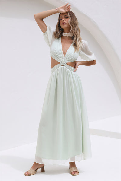 Ocean Ripples Maxi Dress Green