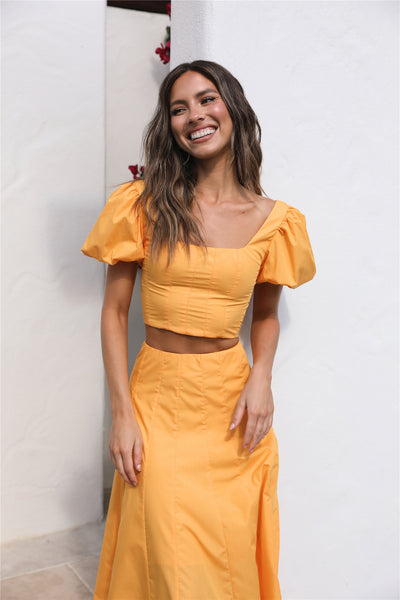 Cool And Calm Crop Top Mustard