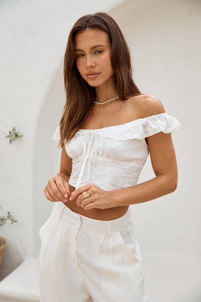 Whispering Willows Crop Top White