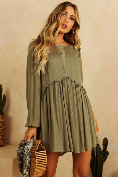 On With The Show Dress Khaki