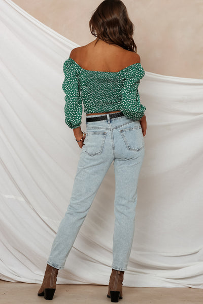 Fresh Blooms Crop Top Green