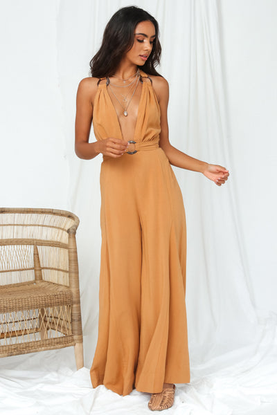 Confidence Jumpsuit Tan