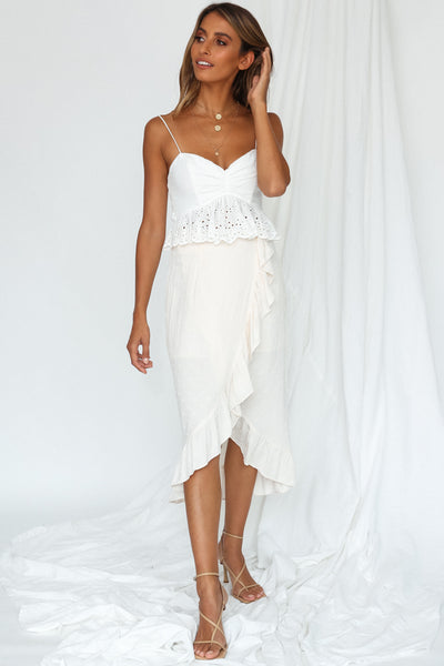 Never Without You Midi Skirt White