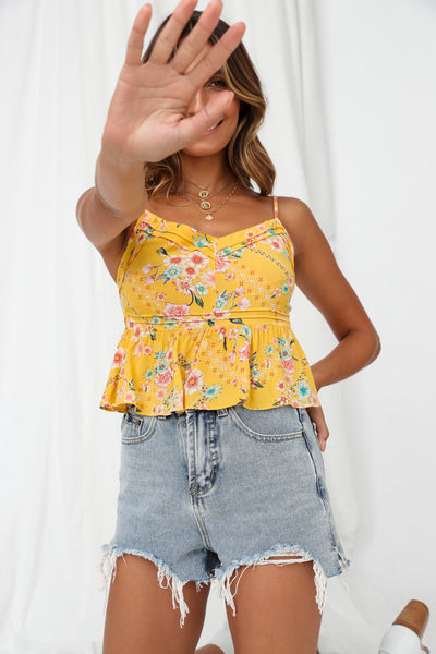 Holiday Magic Crop Top Mustard