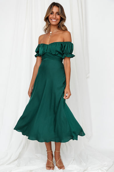 Love Me Midi Dress Forest Green