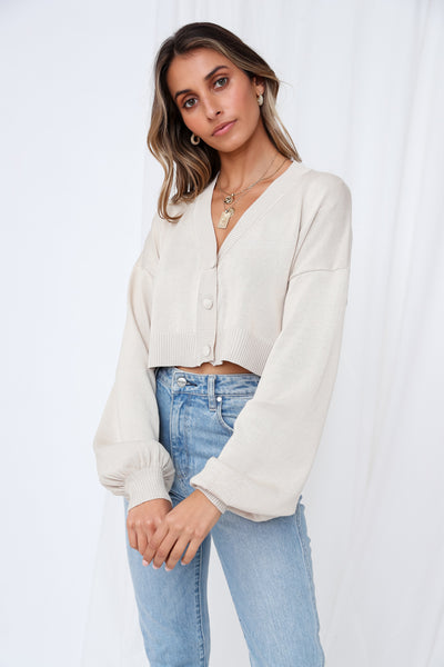 Silent Hour Crop Cardigan Beige