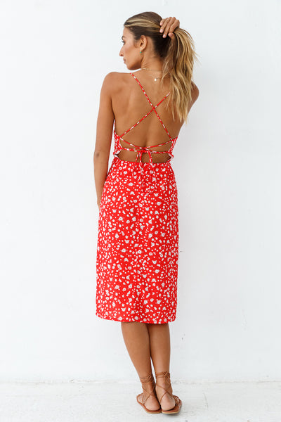 Waiting For Spring Midi Dress Red