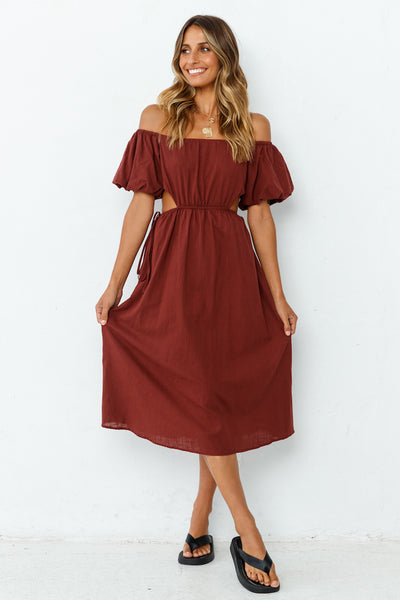 Through The Night Midi Dress Wine