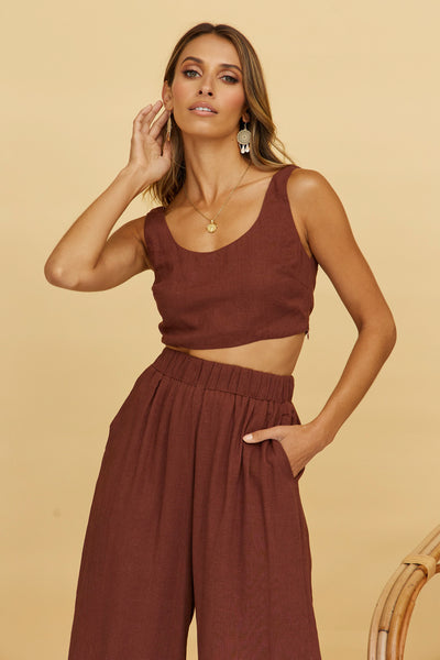 Sweet Horizon Crop Top Brown