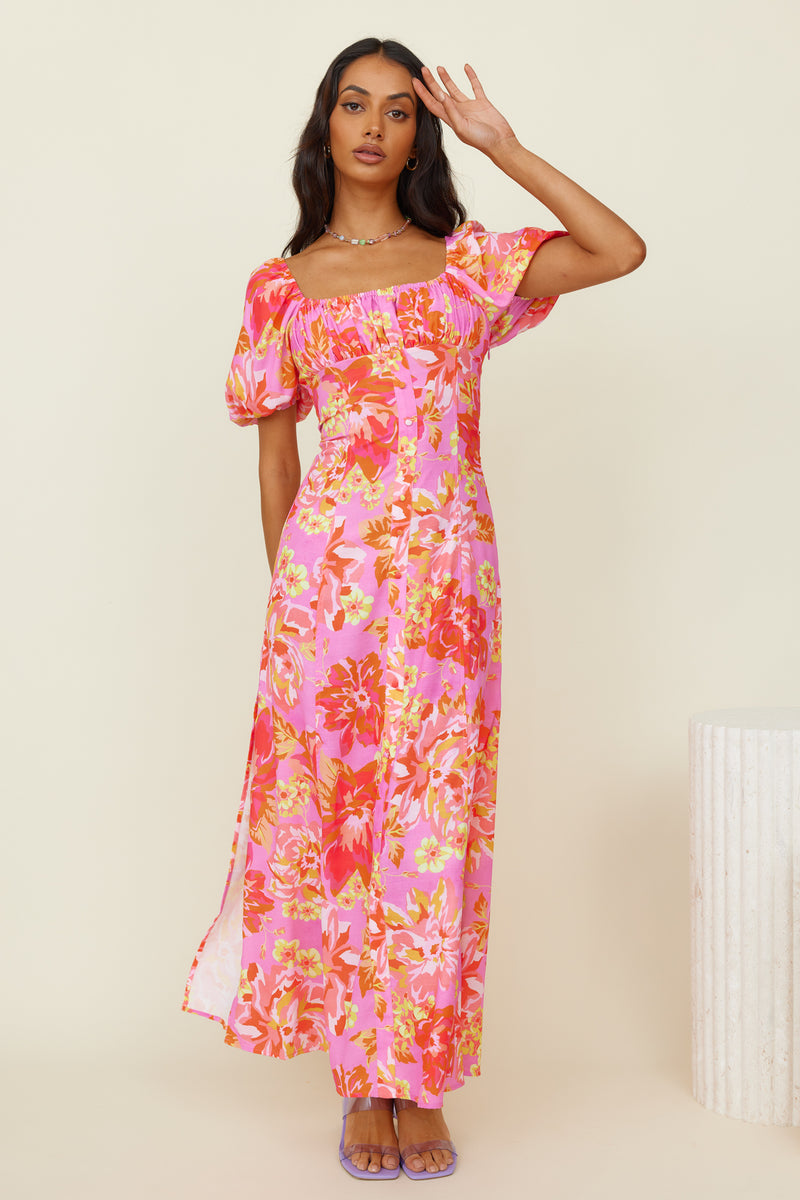 SEVEN WONDERS Yokana Midi Dress Pink Floral | Fortunate One