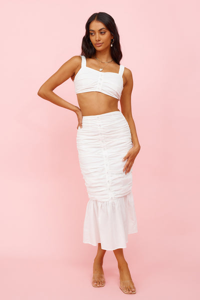Yours Truely Midi Skirt White