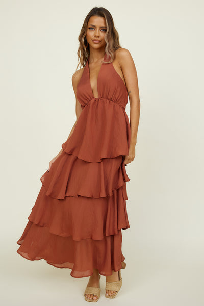 Focus On Me Maxi Dress Brown