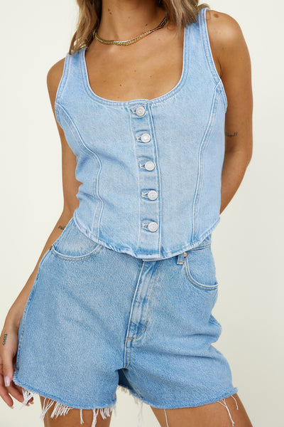 LEVI'S Dani Corset Top Indigo Stonewash