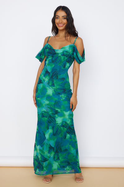 RUNAWAY THE LABEL Litsa Maxi Dress Calista Green