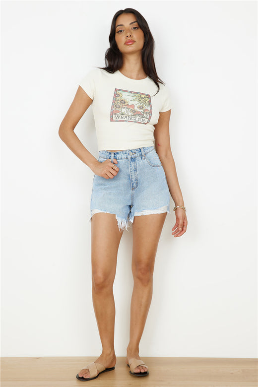 Mid Rise Ripped Denim Short in Venice Vintage Wash