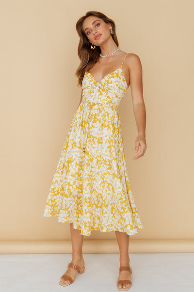 Knowing It All Midi Dress Mustard