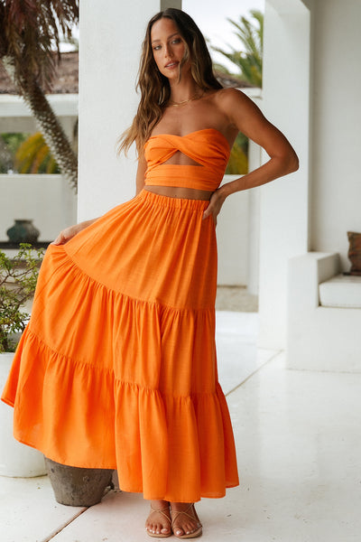 Golden Moon Maxi Skirt Orange