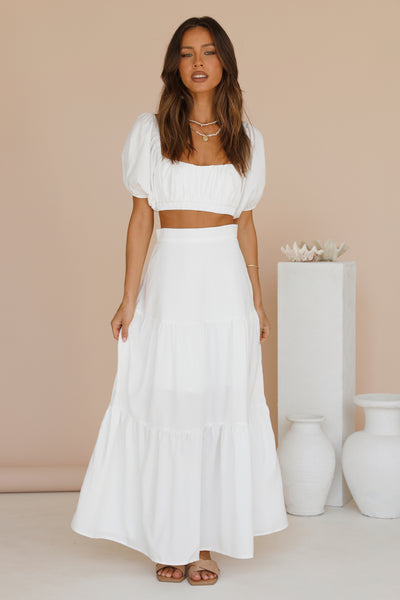 Yours For The Day Maxi Skirt White