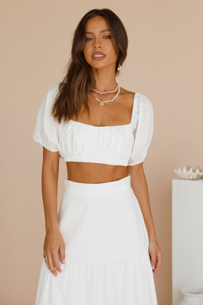 Yours For The Day Crop Top White
