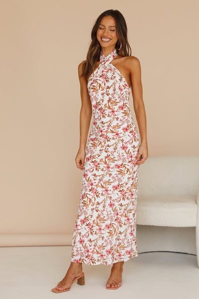 SEVEN WONDERS Alani Halter Maxi Dress White Floral