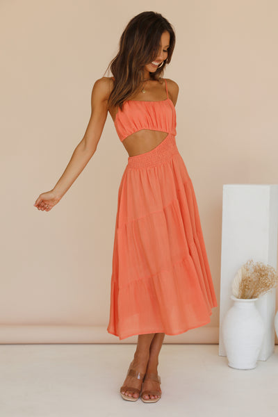 Feeling Fine Midi Dress Orange