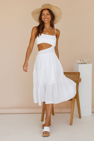 Feeling Fine Midi Dress White