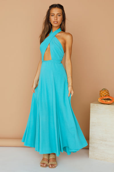 Slow Tempo Maxi Dress Aqua