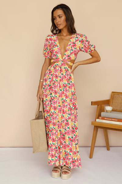 Peach Bouquet Maxi Dress