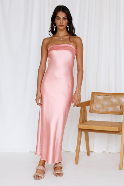 Gleam In Gold Maxi Dress Pink