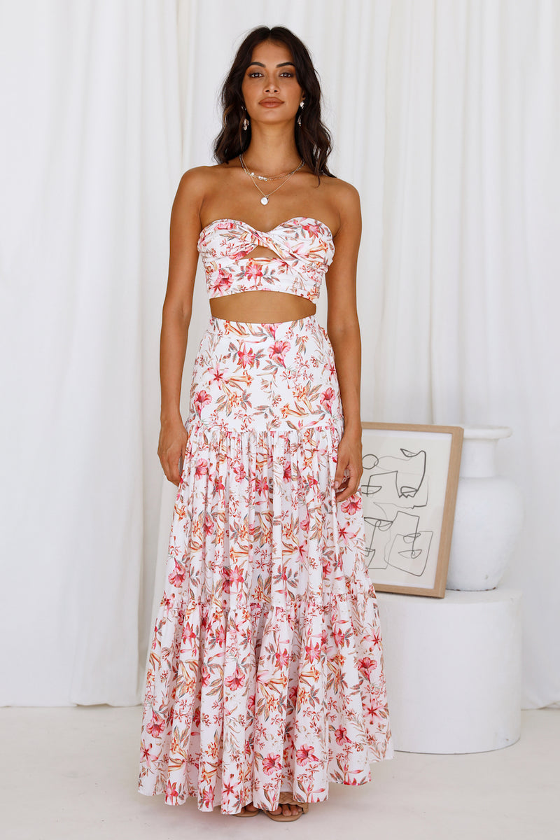 RUNAWAY THE LABEL Hydra Maxi Skirt White Floral | Fortunate One