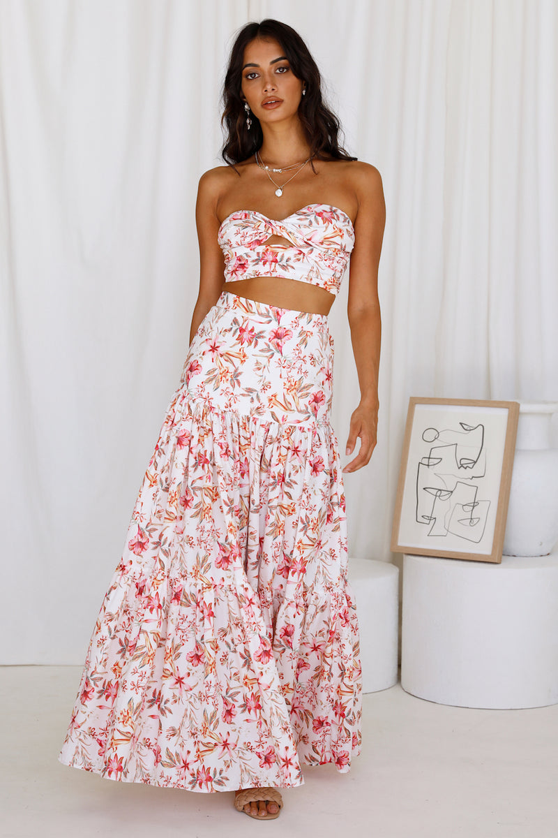 RUNAWAY THE LABEL Hydra Maxi Skirt White Floral | Fortunate One