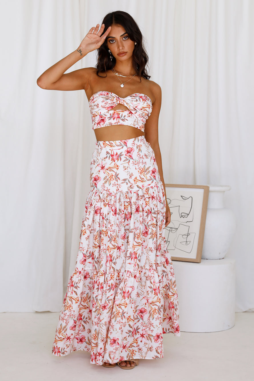 RUNAWAY THE LABEL Hydra Maxi Skirt White Floral | Fortunate One